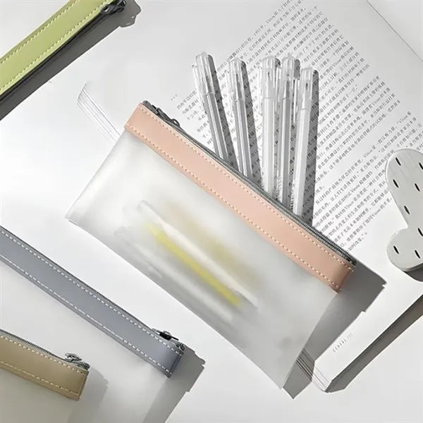 Transparent Matte Pencil Case With Zipper For Storage
