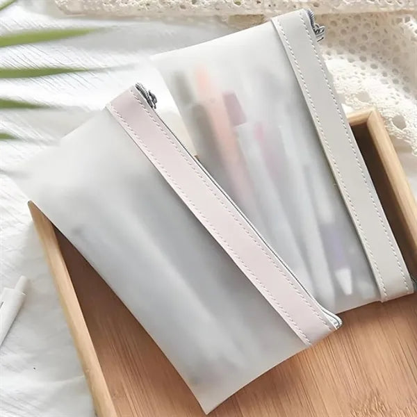 Transparent Matte Pencil Case With Zipper For Storage
