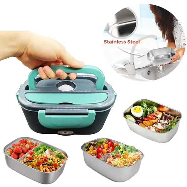 Portable Electric Heated Lunch Box Kit with Bag & Cutlery