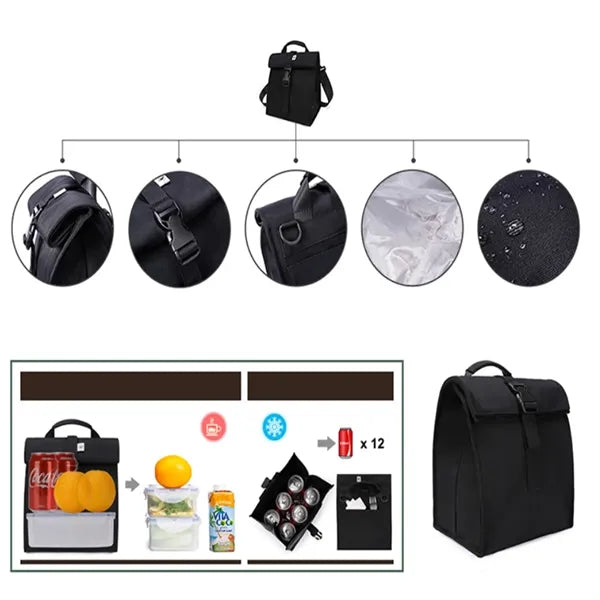 Oxford Cloth Foldable Insulated Lunch Bag Aluminum Lining