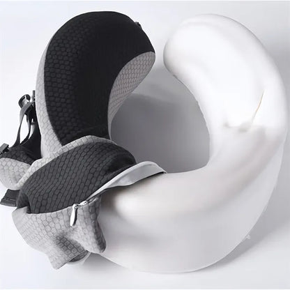 Memory Foam Travel Neck Pillow With Eye Mask Set