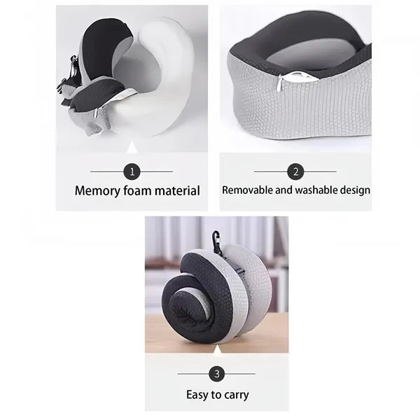 Memory Foam Travel Neck Pillow With Eye Mask Set