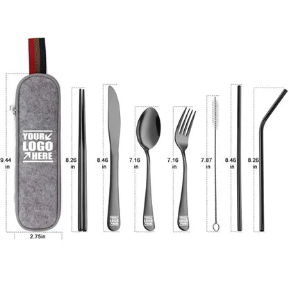 Portable Stainless Cutlery Flatware Set with Carrying Pouch