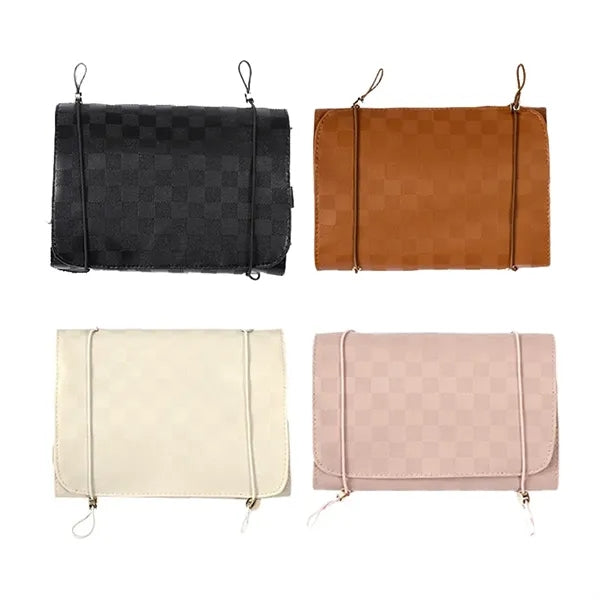 Foldable Makeup Bag with Elastic Cord and Removable Pockets