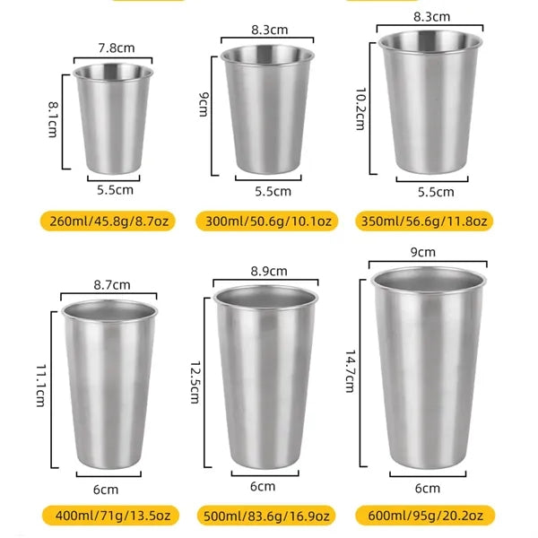 12 oz Stainless Steel Pint Cups Shatterproof Cup Tumblers