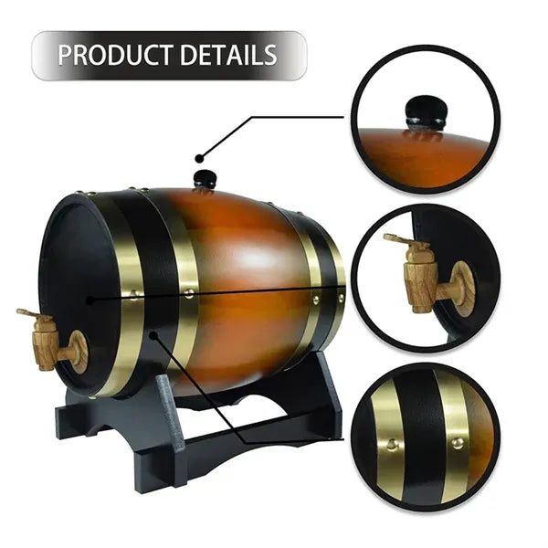 1.5L Whiskey Barrel Dispenser Oak