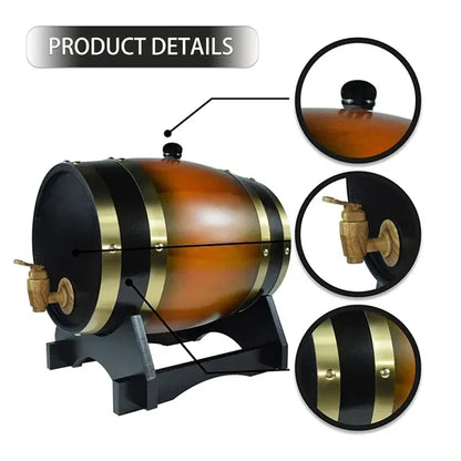1.5L Whiskey Barrel Dispenser Oak