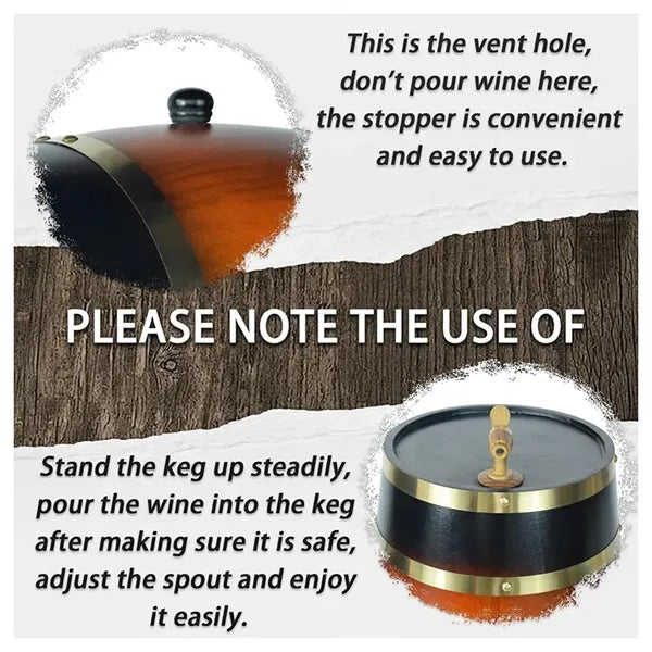 1.5L Whiskey Barrel Dispenser Oak
