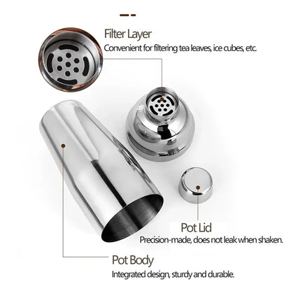 7-Pc Leakproof Stainless Steel Cocktail Set with Storage Bag