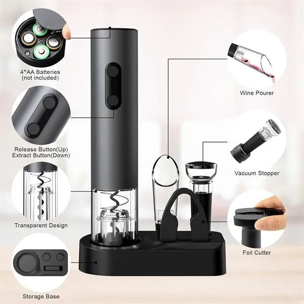 Fast 8-Second Uncorking Wireless Electric Wine Opener Set