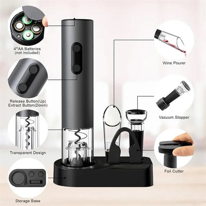 Fast 8-Second Uncorking Wireless Electric Wine Opener Set