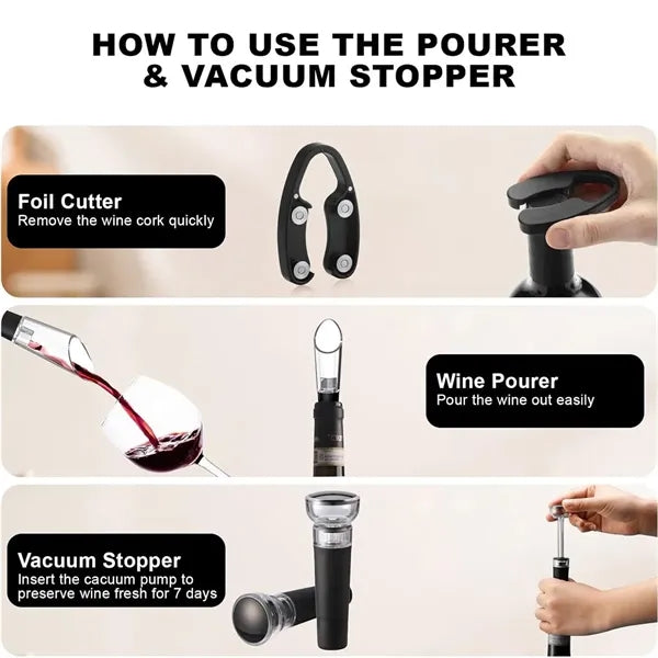 Fast 8-Second Uncorking Wireless Electric Wine Opener Set