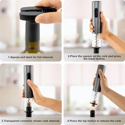 Fast 8-Second Uncorking Wireless Electric Wine Opener Set