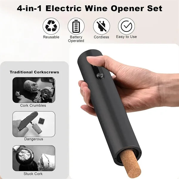 Fast 8-Second Uncorking Wireless Electric Wine Opener Set