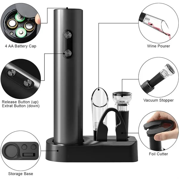 Fast 8-Second Uncorking Wireless Electric Wine Opener Set