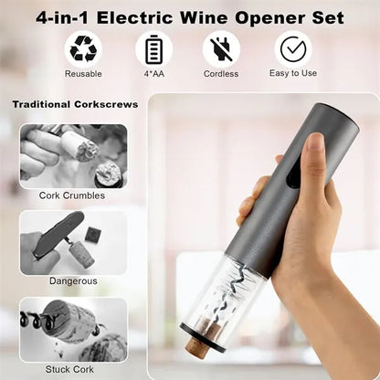 Fast 8-Second Uncorking Wireless Electric Wine Opener Set