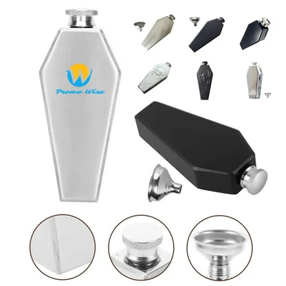 3.4oz Leakproof Matte Stainless Steel Gothic Coffin Flask