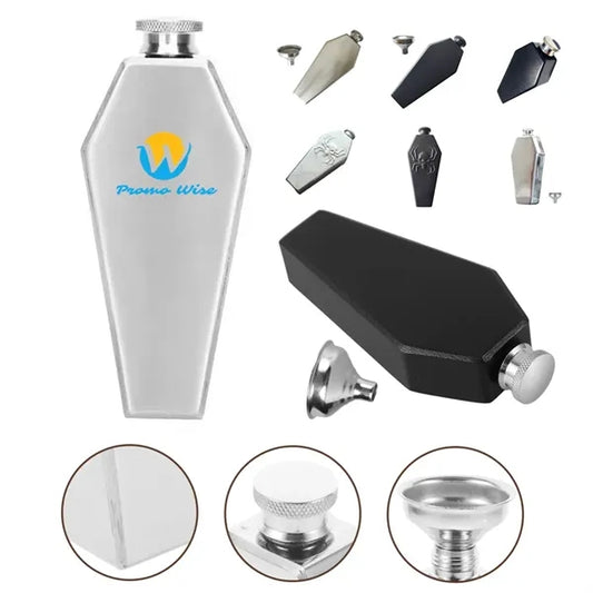 3.4oz Leakproof Matte Stainless Steel Gothic Coffin Flask