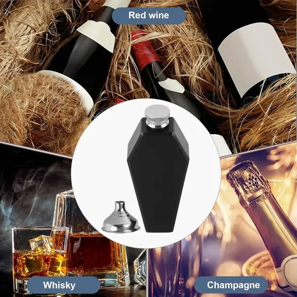 3.4oz Leakproof Matte Stainless Steel Gothic Coffin Flask