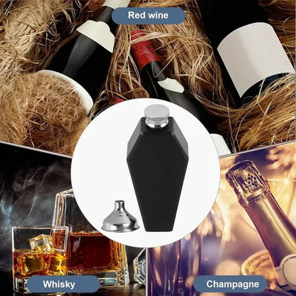 3.4oz Leakproof Matte Stainless Steel Gothic Coffin Flask