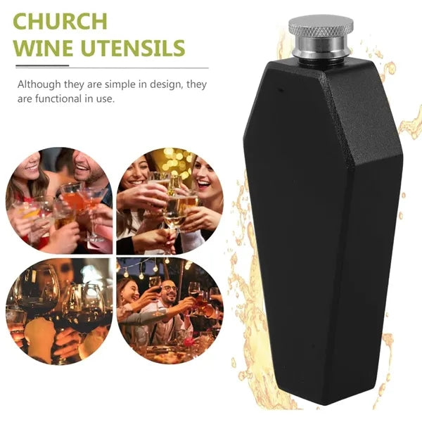 3.4oz Leakproof Matte Stainless Steel Gothic Coffin Flask