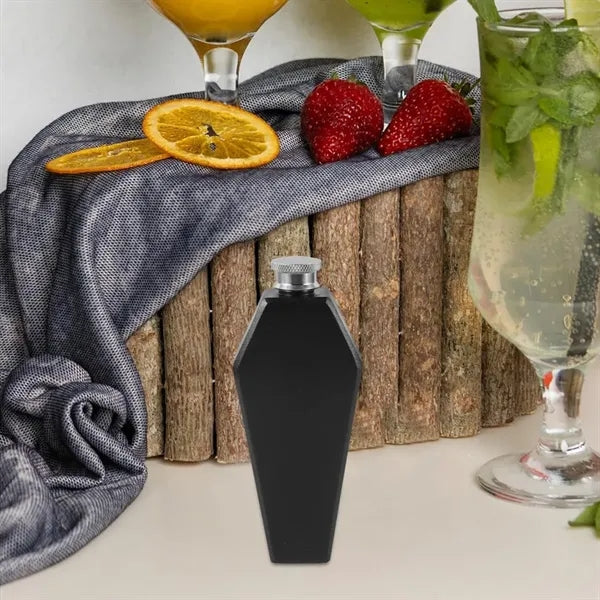 3.4oz Leakproof Matte Stainless Steel Gothic Coffin Flask