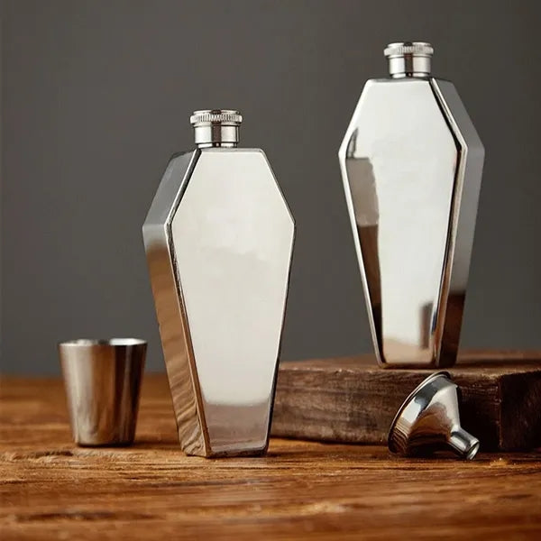 3.4oz Leakproof Matte Stainless Steel Gothic Coffin Flask