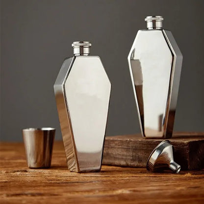 3.4oz Leakproof Matte Stainless Steel Gothic Coffin Flask