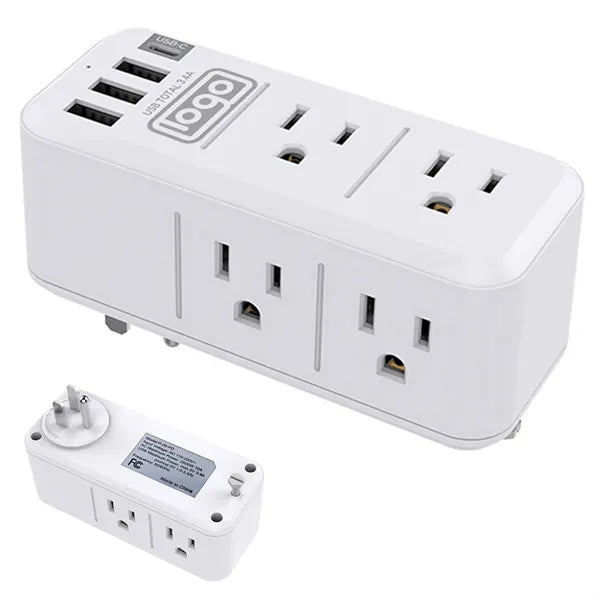 Rotatable USB Multi Plug Outlet Extender Socket Patch Board
