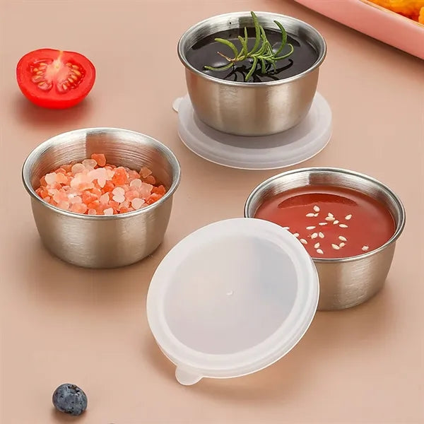 2Oz Stainless Steel Sauce Cup W/ Plastic Lid