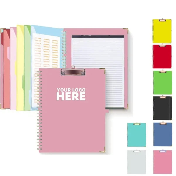 Spiral Clipboard Folio With Storage