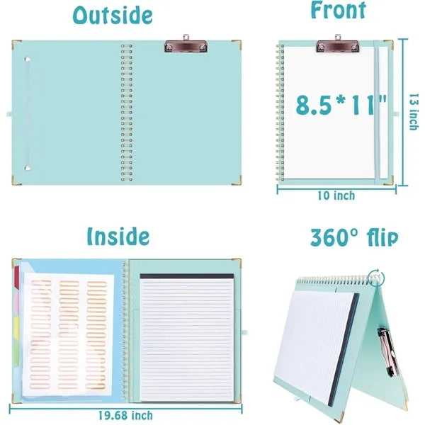 Spiral Clipboard Folio With Storage
