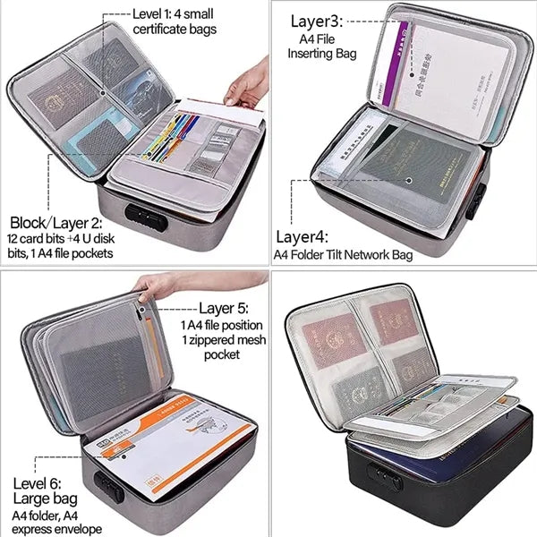 Oxford Document Organizer with Safe Code Lock