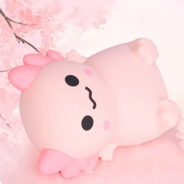 Pink Axolotl Silicone Night Light for Kids USB Rechargeable