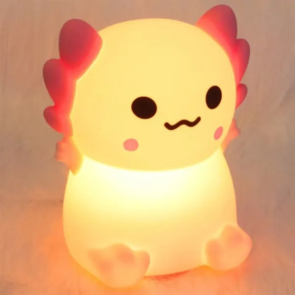 Pink Axolotl Silicone Night Light for Kids USB Rechargeable