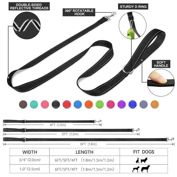 Double-Sided Reflective Dog Leash