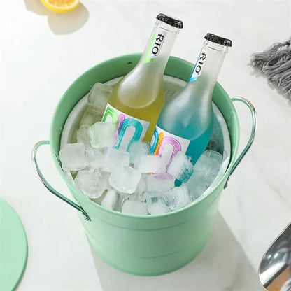 Stainless steel ice bucket with lid and shovel