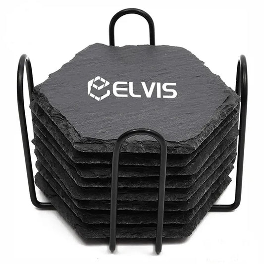 Black slate coaster with storage rack kit
