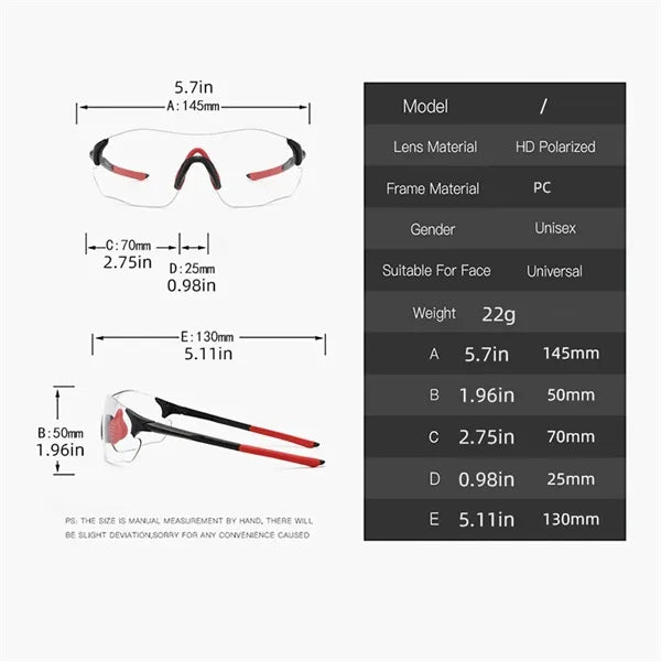 Windproof Anti-Fog UV Protection Polarized Wrap Sunglasses