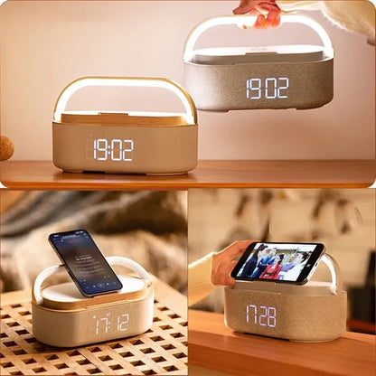 Alarm Clock With Wireless Charging Bluetooth Speaker