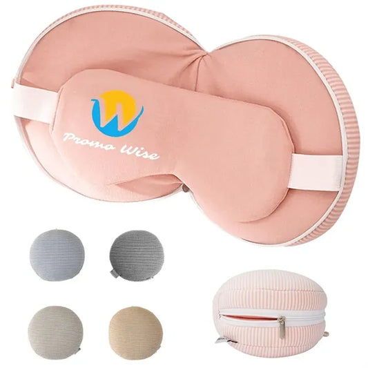 2-in-1 Foldable Breathable Travel Neck Pillow with Eye Mask