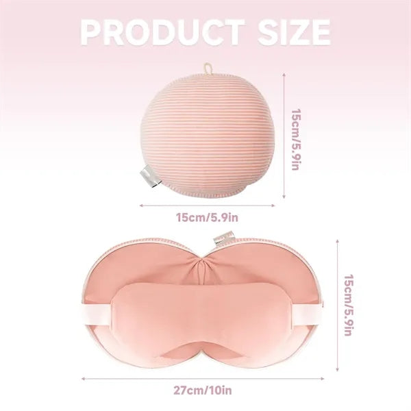 2-in-1 Foldable Breathable Travel Neck Pillow with Eye Mask