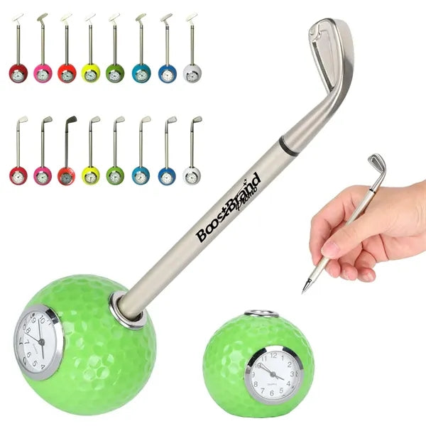 Executive Golf Club Pen & Desk Clock Set