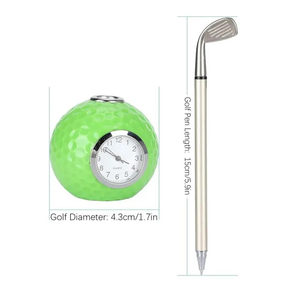 Executive Golf Club Pen & Desk Clock Set