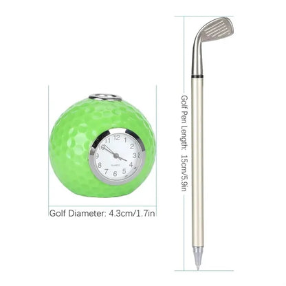 Executive Golf Club Pen & Desk Clock Set