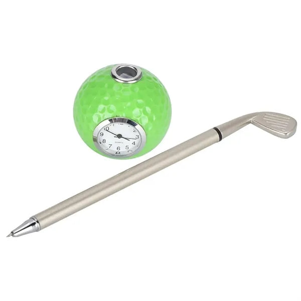 Executive Golf Club Pen & Desk Clock Set