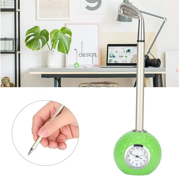 Executive Golf Club Pen & Desk Clock Set