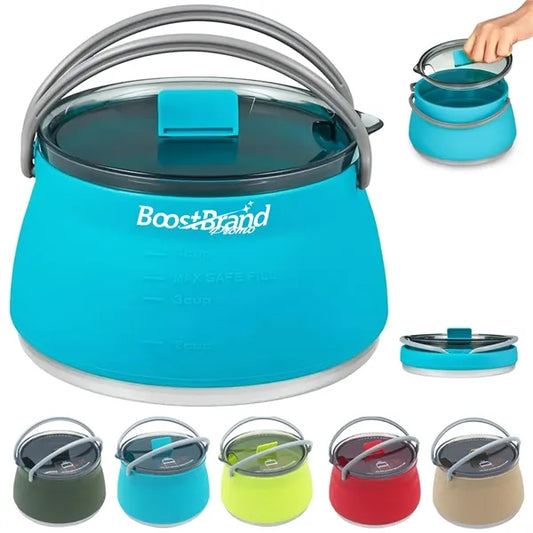Collapsible Silicone Camping Pot Kettle with Lid