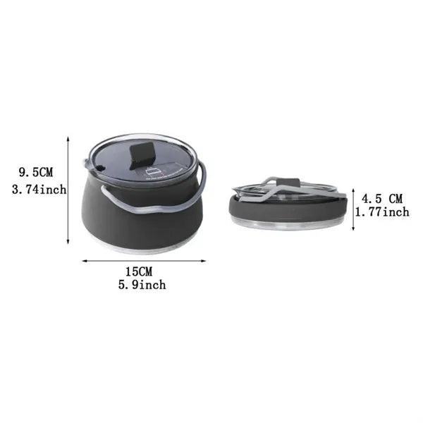 Collapsible Silicone Camping Pot Kettle with Lid