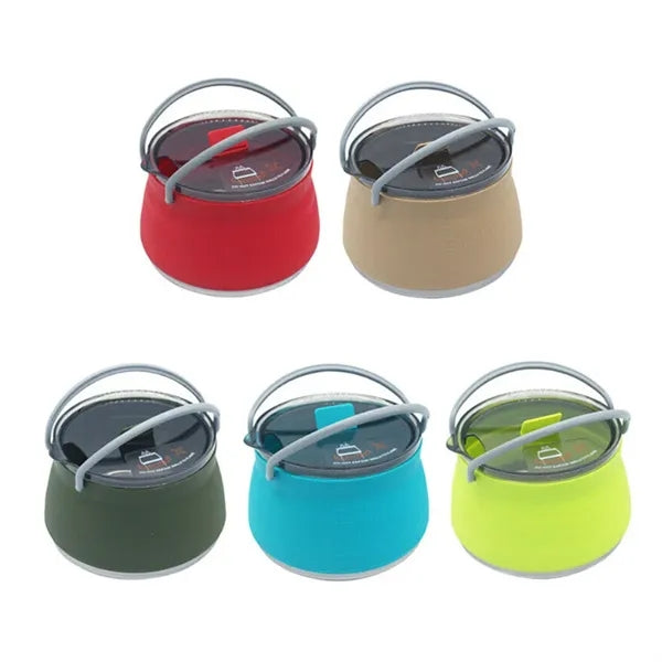 Collapsible Silicone Camping Pot Kettle with Lid